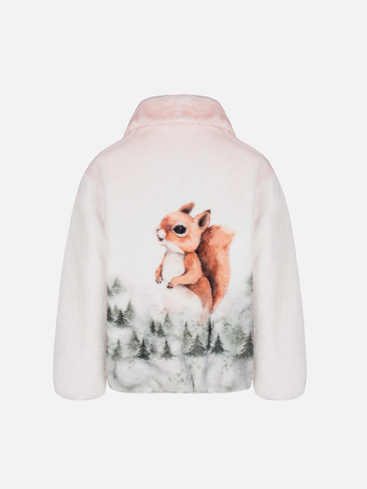 Girl faux fur jacket Aveline with squirrel print - MC2 Saint Barth