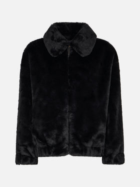 Woman furry bomber Abel with collar and Saint Barth print - MC2 Saint Barth