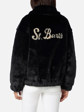 Pelzbomberjacke Abel für Damen mit Kragen und Saint Barth-Print