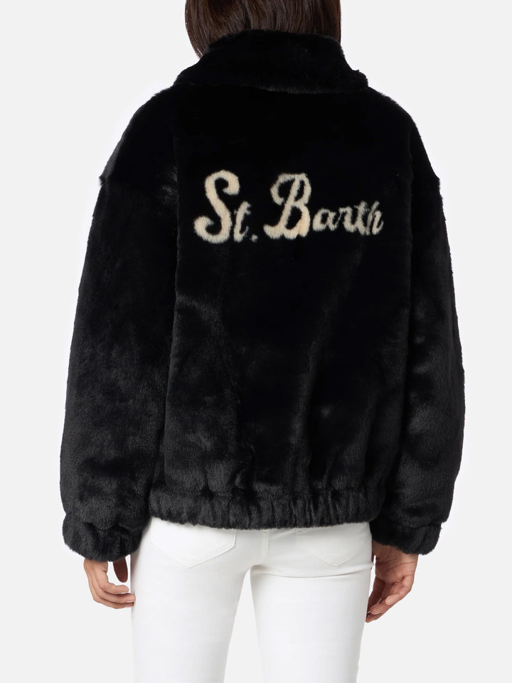 Pelzbomberjacke Abel für Damen mit Kragen und Saint Barth-Print