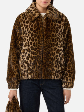 Chaqueta Aveline de pelo sintético con estampado de leopardo 