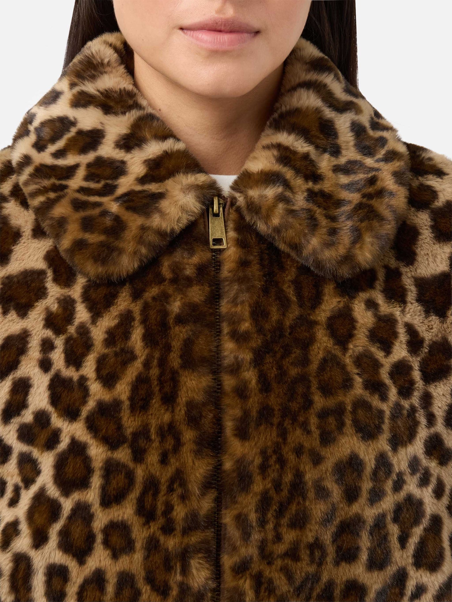 Chaqueta Aveline de pelo sintético con estampado de leopardo 