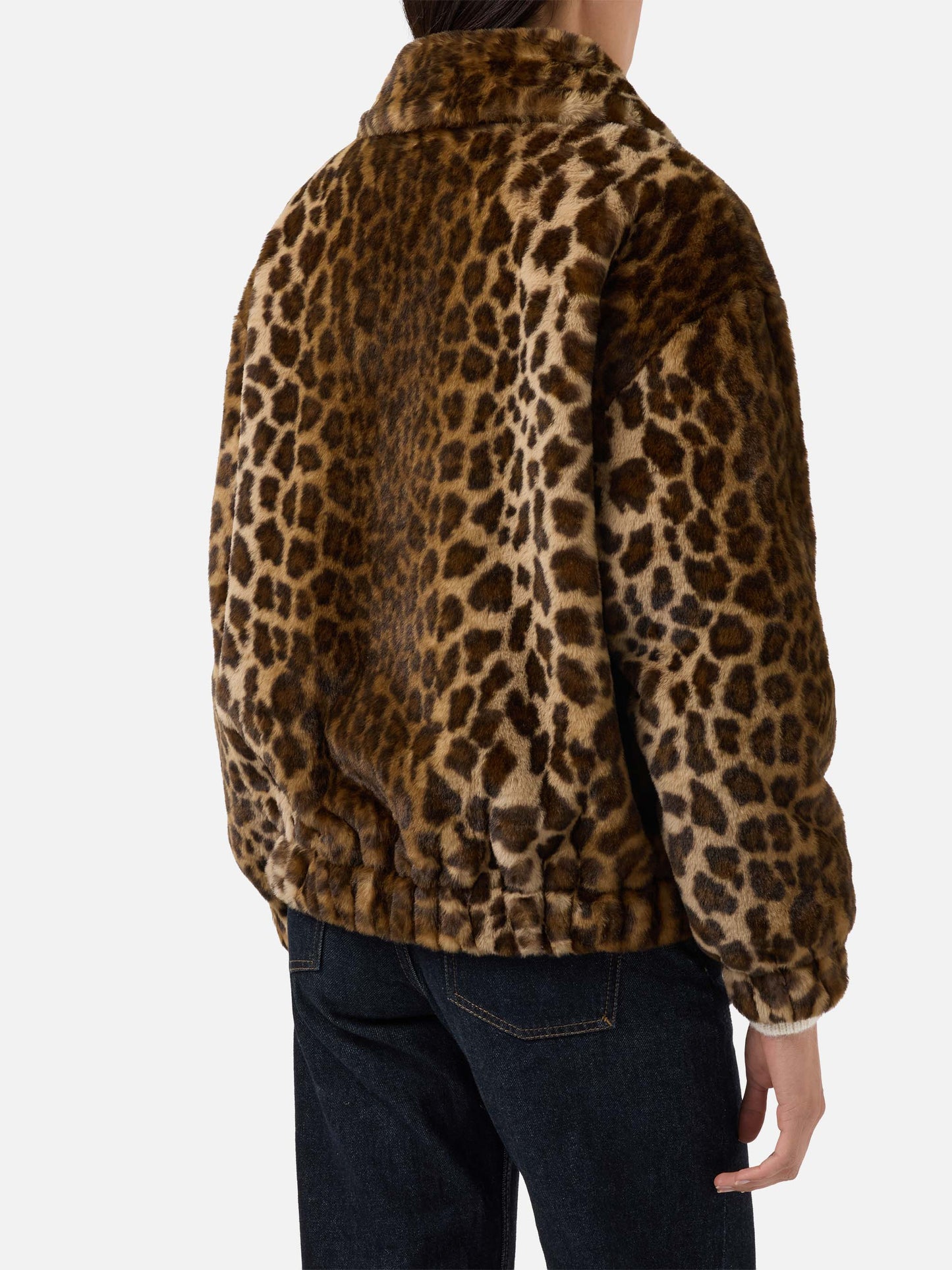 Chaqueta Aveline de pelo sintético con estampado de leopardo 