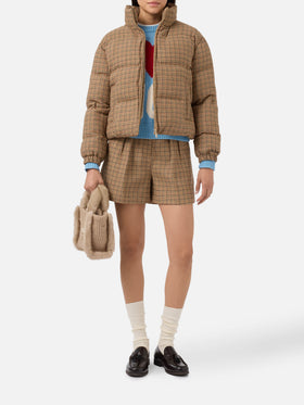 Aya shorts in houndstooth fabric with double pleats