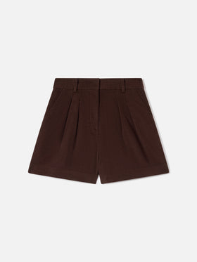 Dark brown Aya cotton corduroy shorts