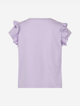 Girl cotton t-shirt with flounce and embroidery - MC2 Saint Barth