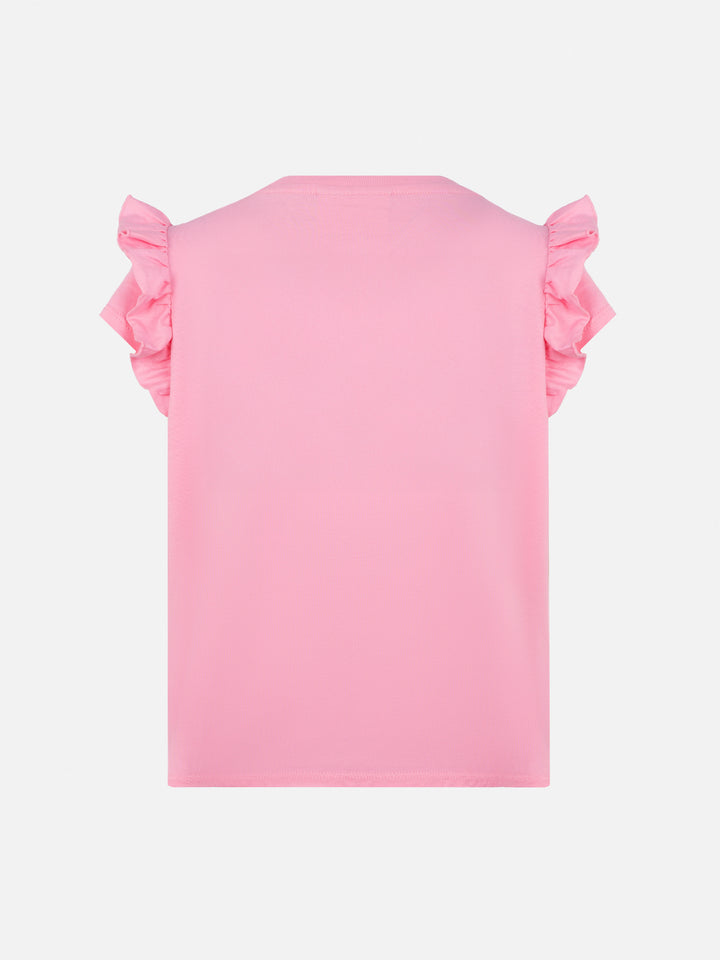 T-shirt Baby in cotone con volant e ricamo Bella e Monella