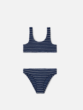 Bikini Baker in tessuto crinkle a righe navy