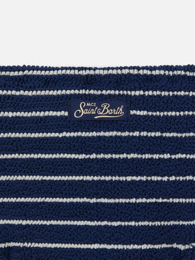 Bikini Baker in tessuto crinkle a righe navy