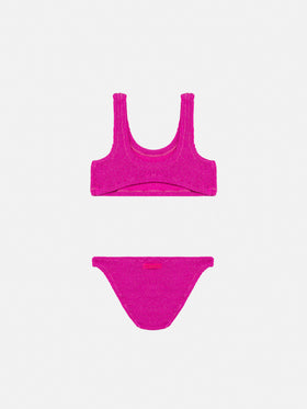 Fuchsia lurex crinkle classic bralette bikini Baker - MC2 Saint Barth