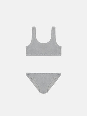 Silver lurex crinkle classic crinkle bralette bikini Baker - MC2 Saint Barth