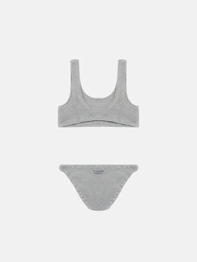 Silver lurex crinkle classic crinkle bralette bikini Baker - MC2 Saint Barth