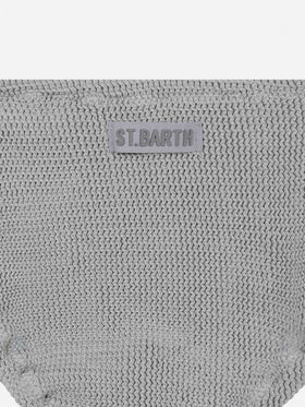 Silver lurex crinkle classic crinkle bralette bikini Baker - MC2 Saint Barth