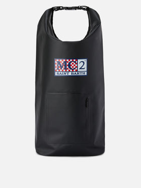 Zaino Backpack Aqua in PVC nero tinta unita con logo stampato
