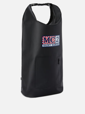 Zaino Backpack Aqua in PVC nero tinta unita con logo stampato