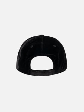 Black velvet ball cap Baseball with rhinestones logo - MC2 Saint Barth