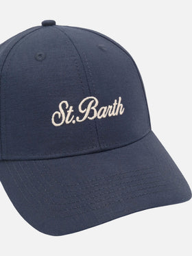 Cappellino Baseball con visiera in lino blu vintage