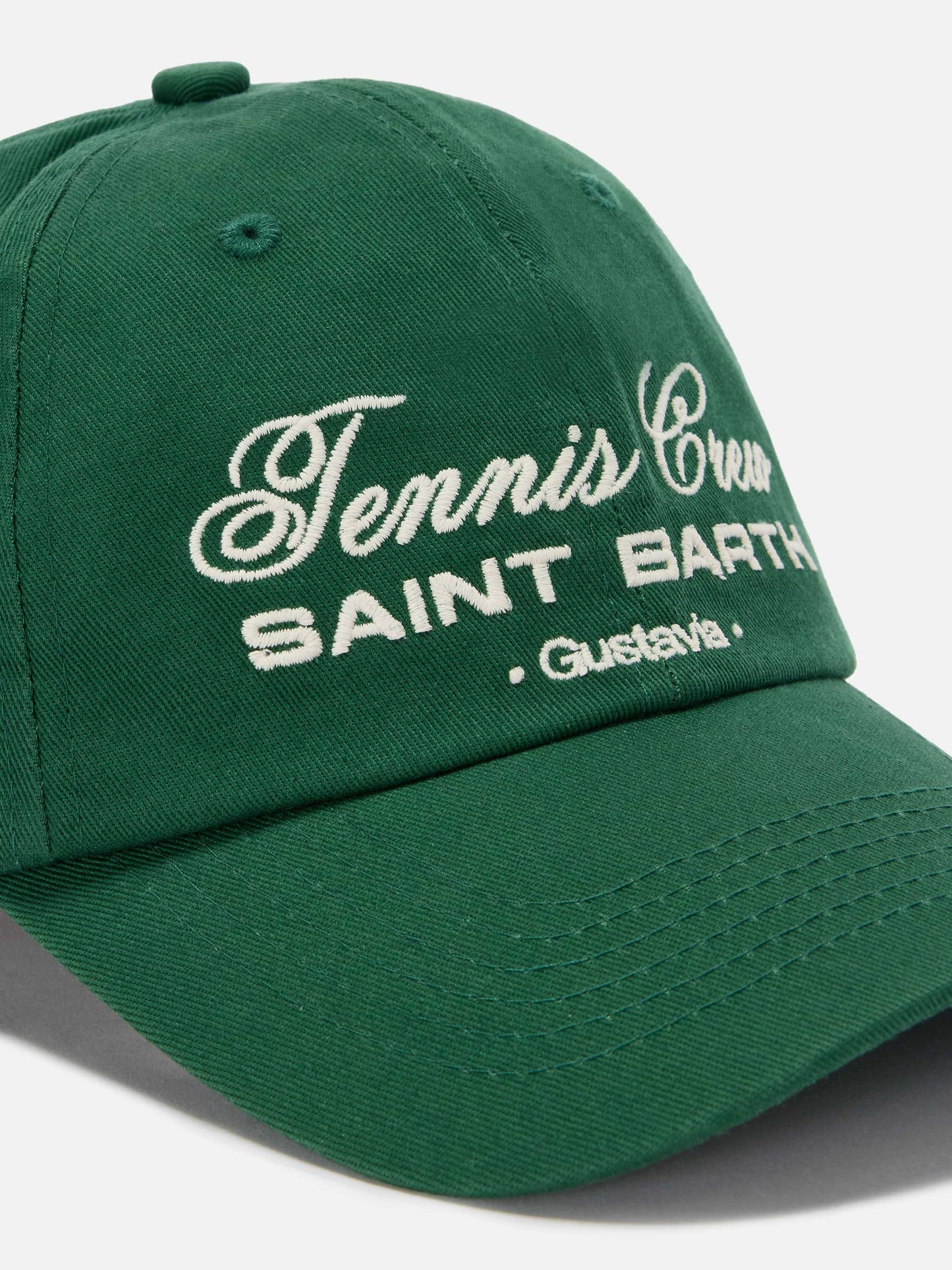 Gorra de béisbol con visera en algodón verde con bordado Tennis Crew 