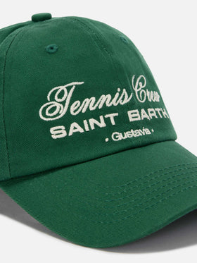 Gorra de béisbol con visera en algodón verde con bordado Tennis Crew 