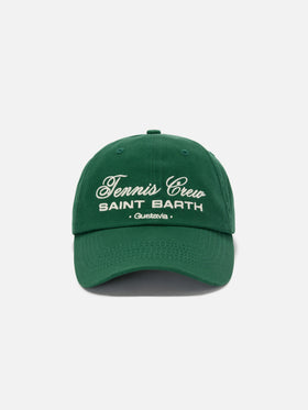 Gorra de béisbol con visera en algodón verde con bordado Tennis Crew 