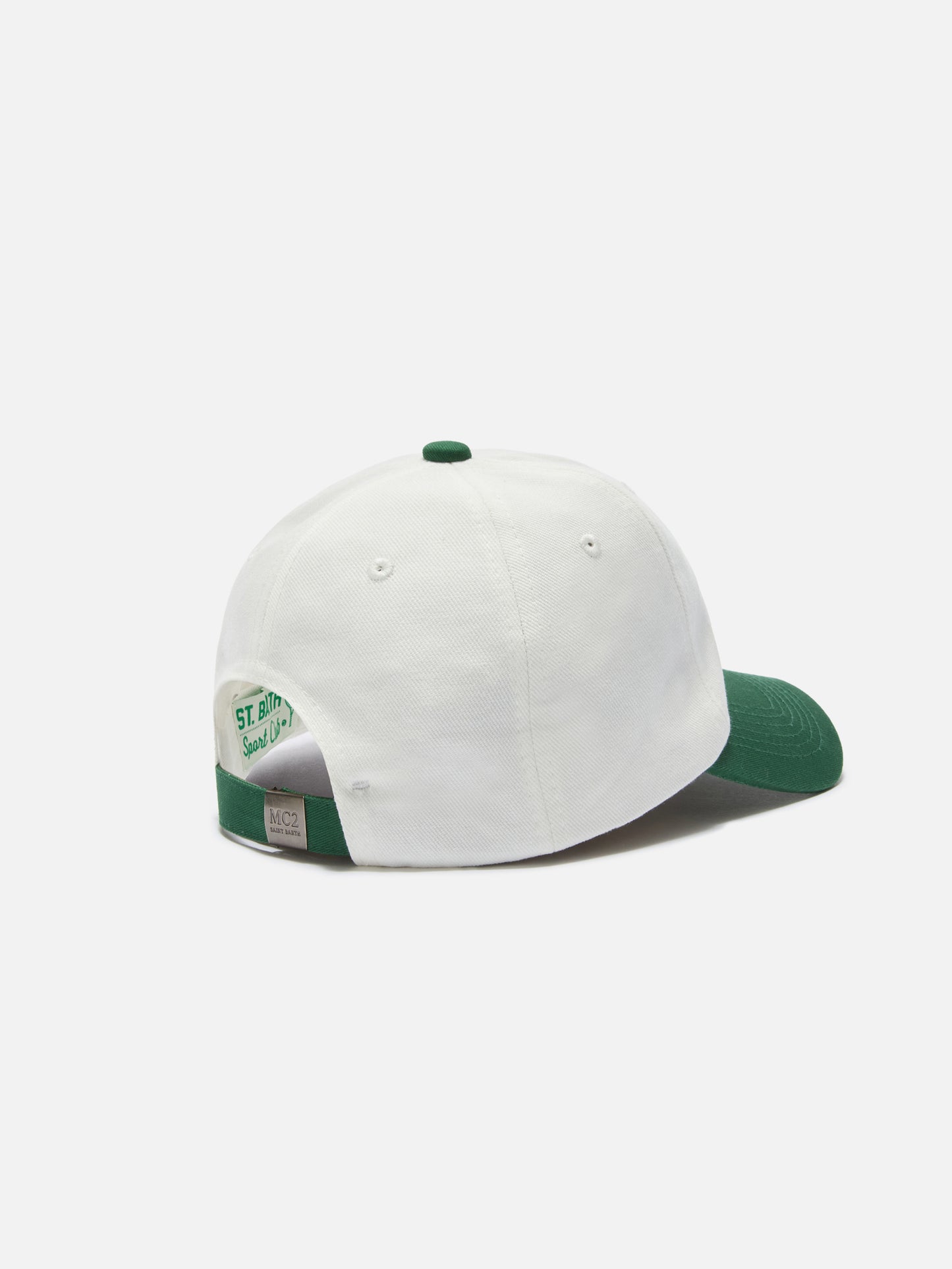 Gorra de béisbol con visera en algodón blanco y verde con parche Tennis Team 