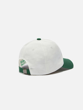 Gorra de béisbol con visera en algodón blanco y verde con parche Tennis Team 