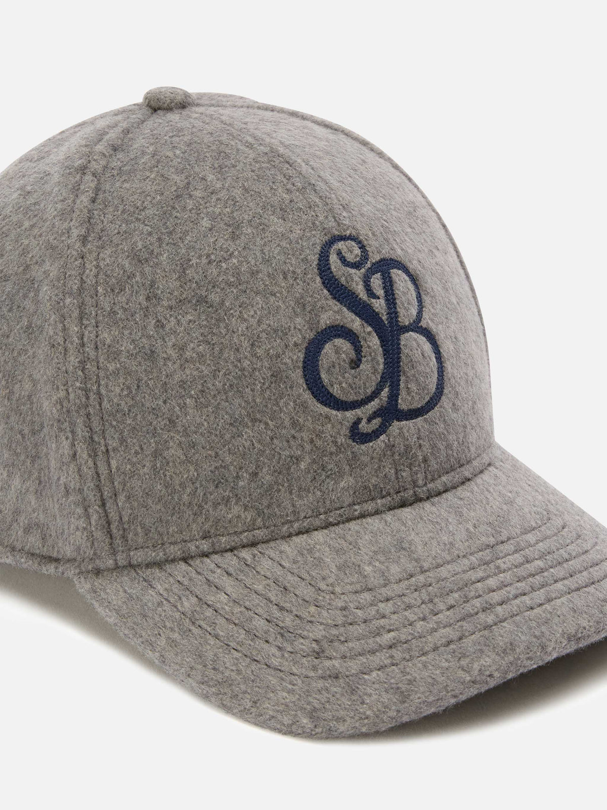 Cappello Baseball grigio in feltro con ricamo monogramma SB