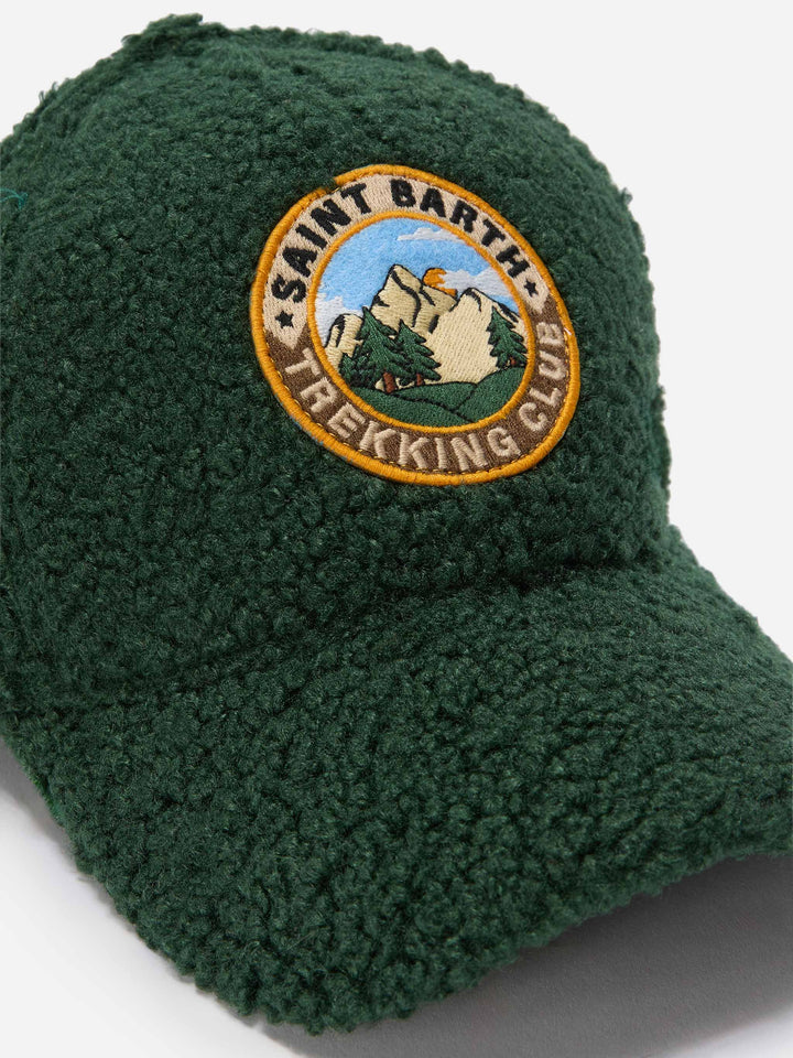 Grüne Baseballkappe aus Sherpa-Fleece mit St.-Barth-Stickerei