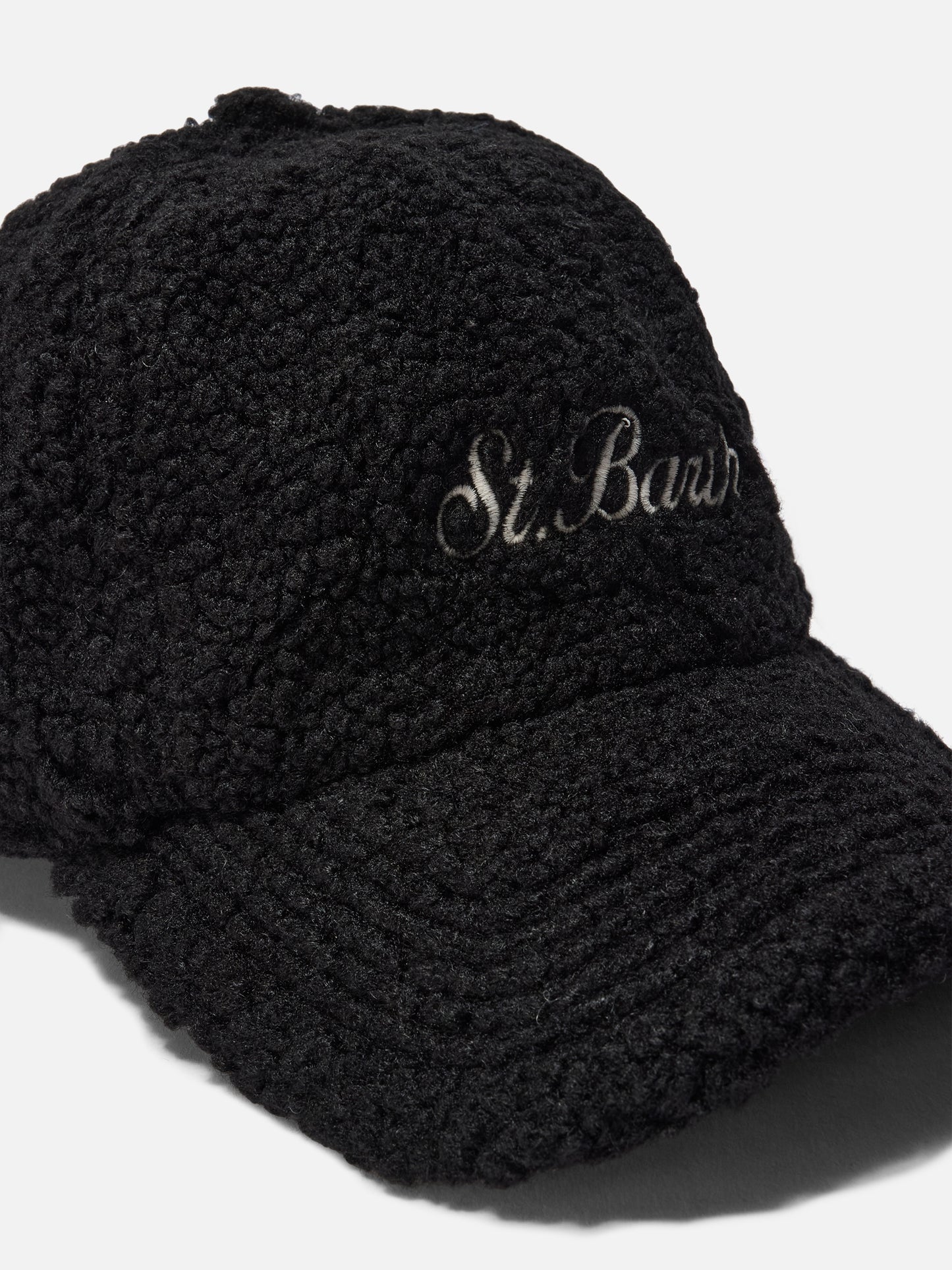 Baseballkappe aus schwarzem Sherpa-Fleece