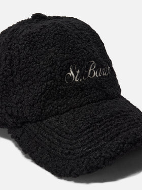 Baseballkappe aus schwarzem Sherpa-Fleece
