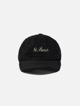 Baseballkappe aus schwarzem Sherpa-Fleece