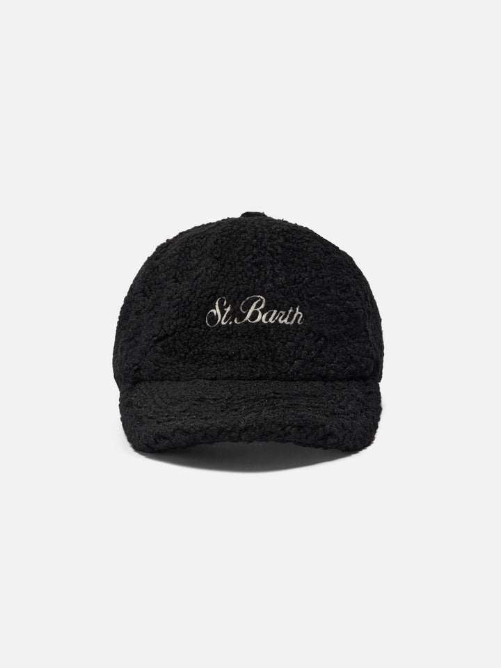 Baseballkappe aus schwarzem Sherpa-Fleece
