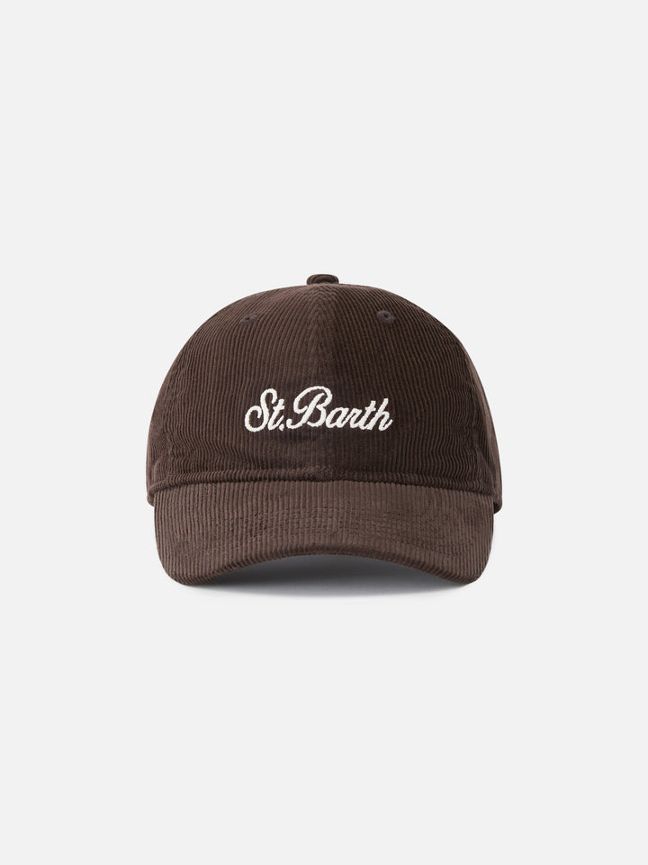 Casquette en velours côtelé marron Baseball avec logo brodé 