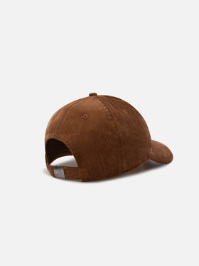 Cappello Baseball beige in velluto a coste con ricamo logo