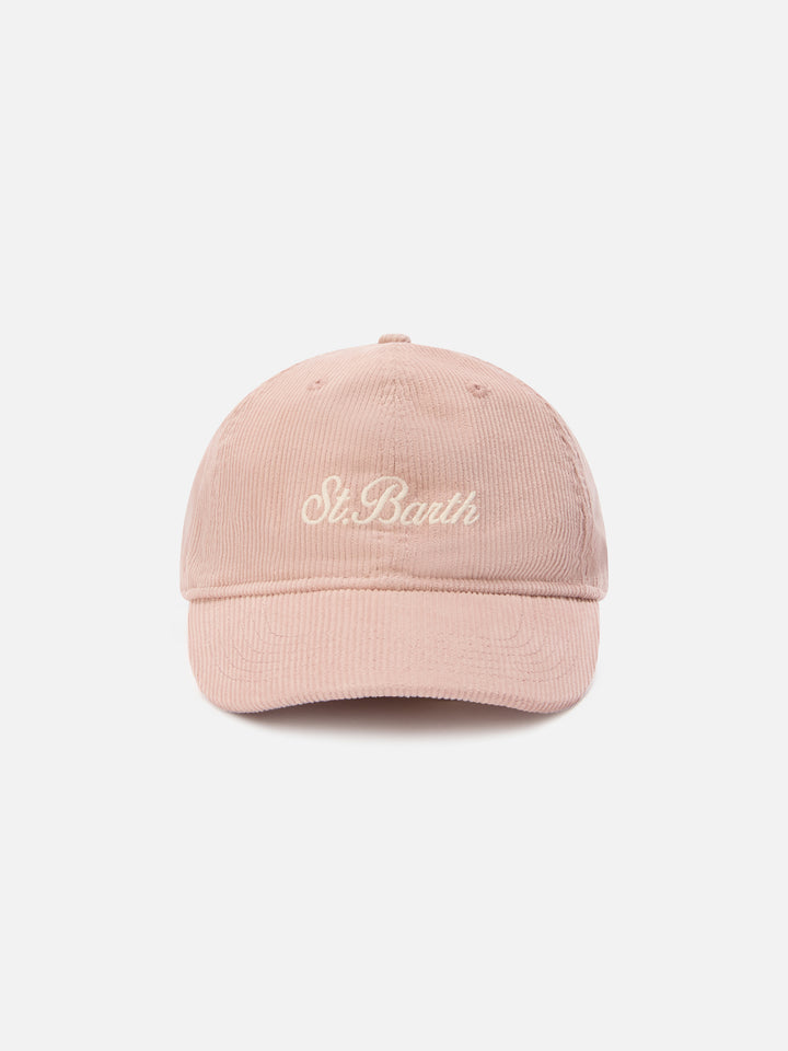 Casquette en velours côtelé rose Baseball avec broderie du logo 