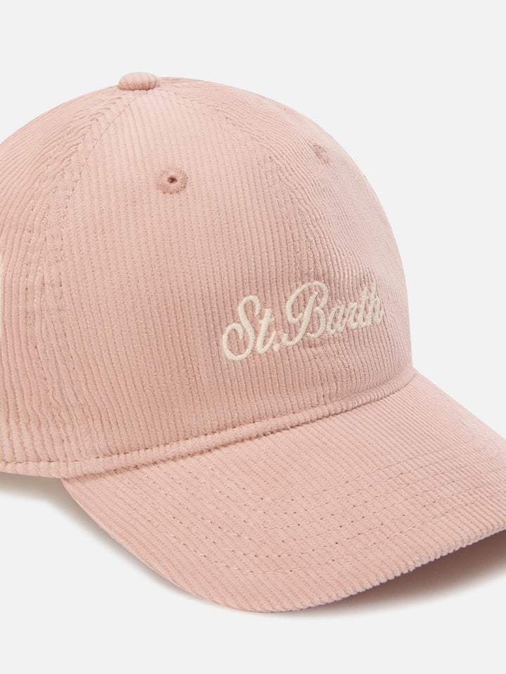 Casquette en velours côtelé rose Baseball avec broderie du logo 