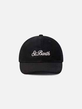 Casquette en velours côtelé noire Baseball avec logo brodé 