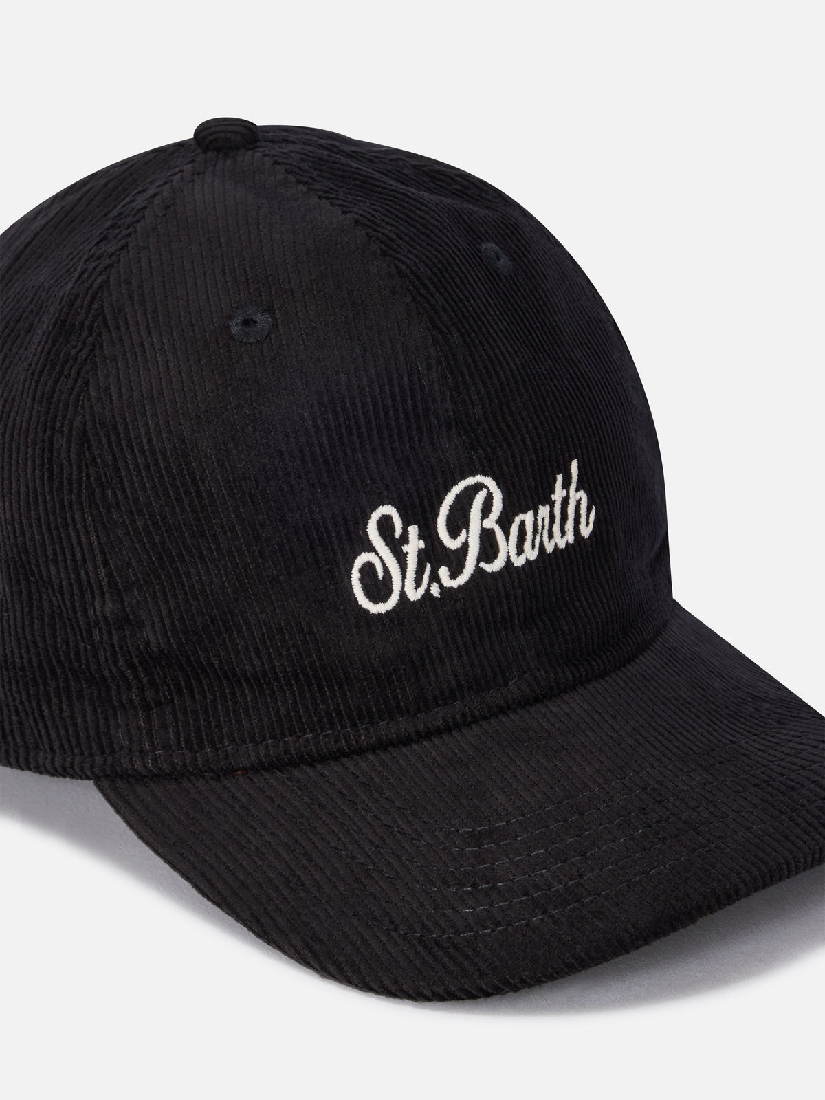 Casquette en velours côtelé noire Baseball avec logo brodé 