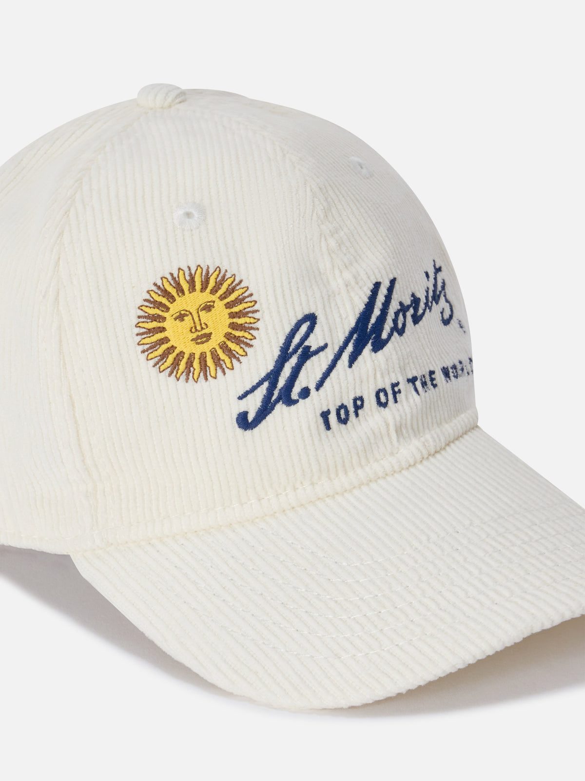 Cappello Baseball off white in velluto a coste con ricamo St. Moritz | Special edition