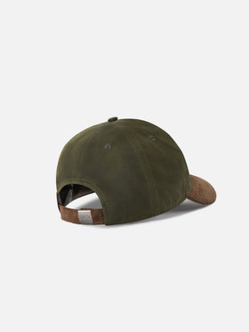 Military green Baseball waxed corduroy cap with logo embroidery