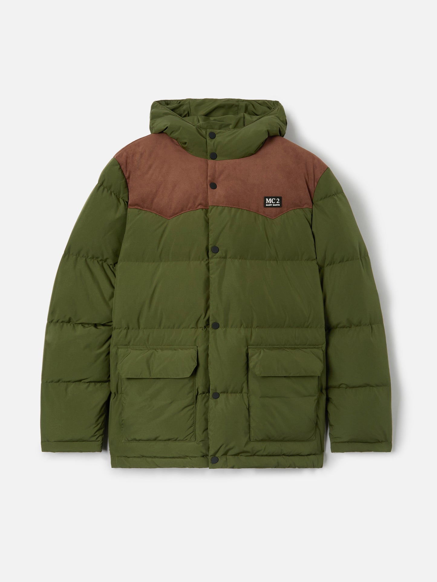 Piumino Baxter verde militare con cappuccio