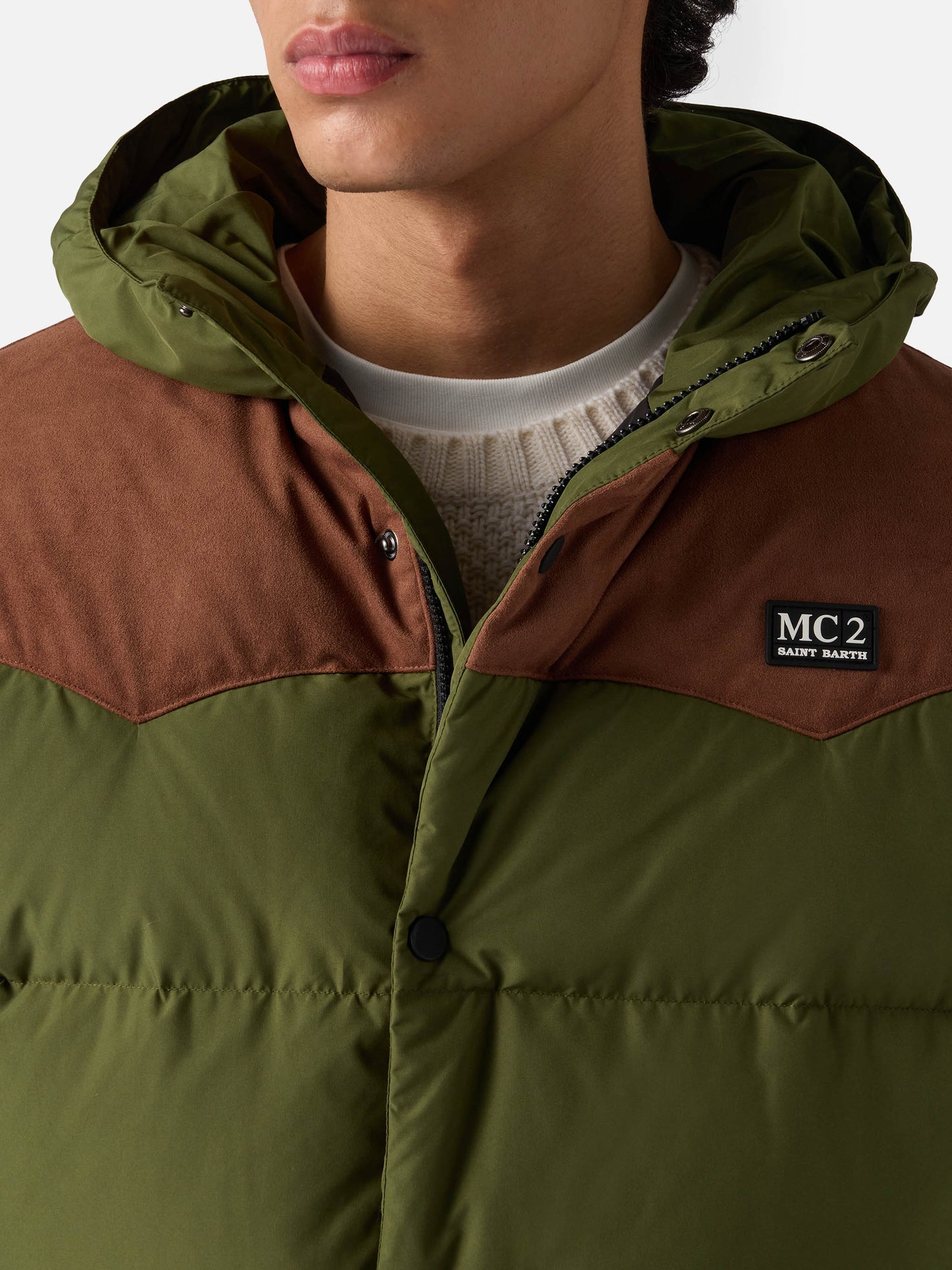Piumino Baxter verde militare con cappuccio