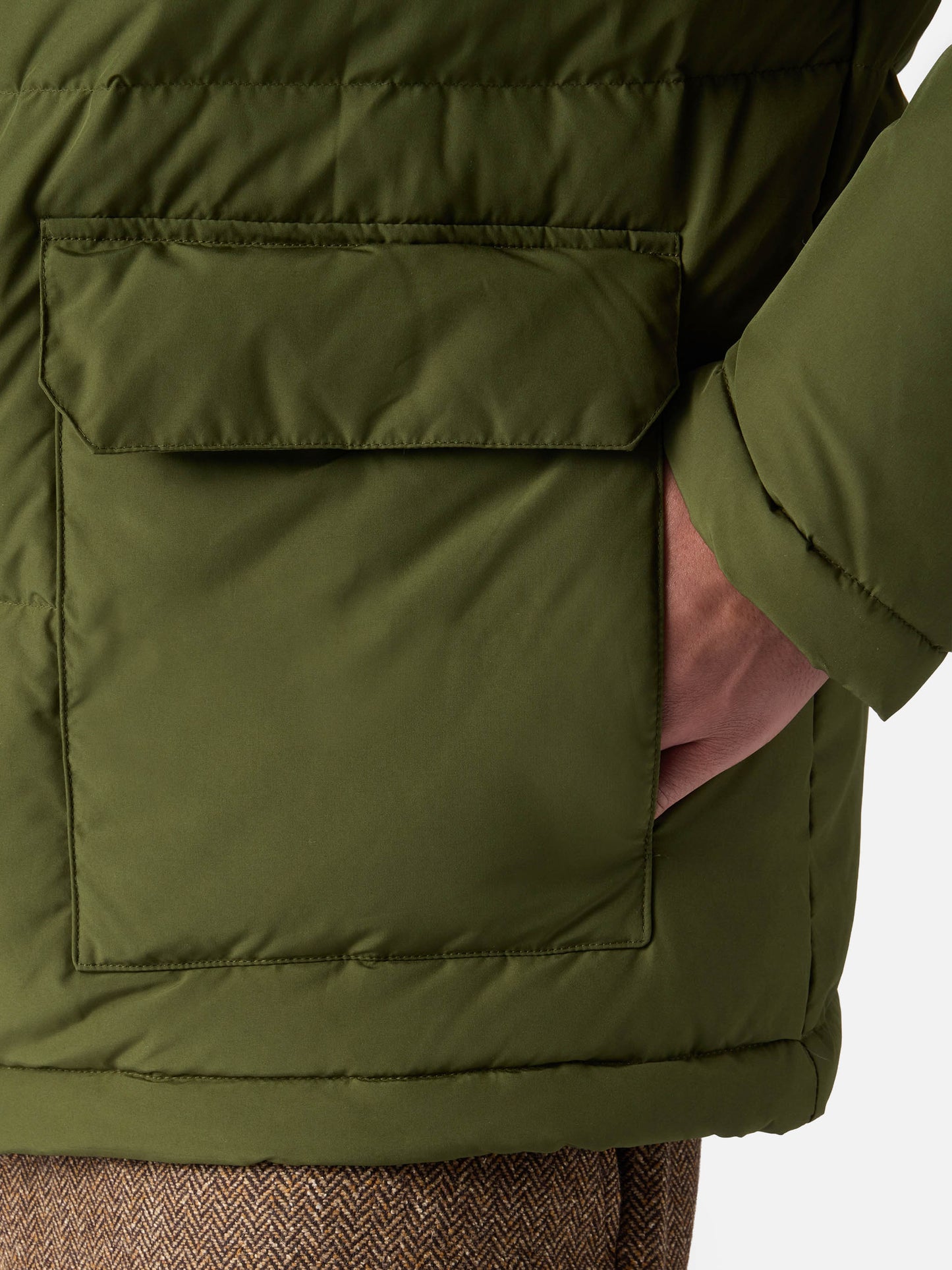 Piumino Baxter verde militare con cappuccio