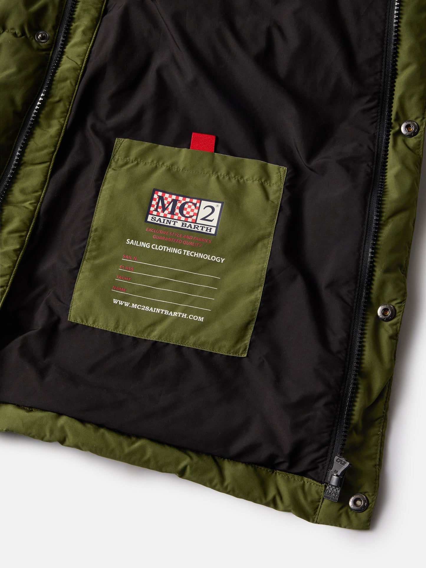 Piumino Baxter verde militare con cappuccio