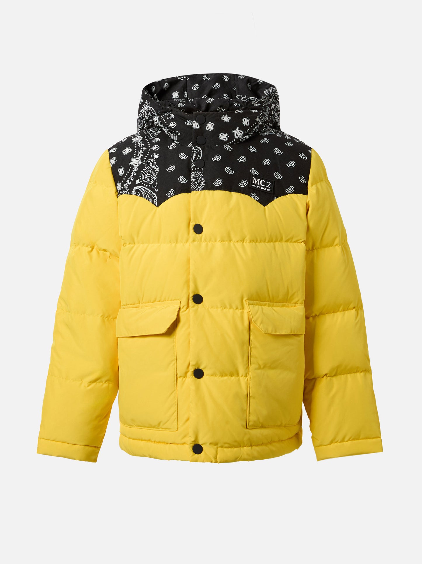 Kapuzen-Daunenjacke Baxter Jr. mit Bandana-Print