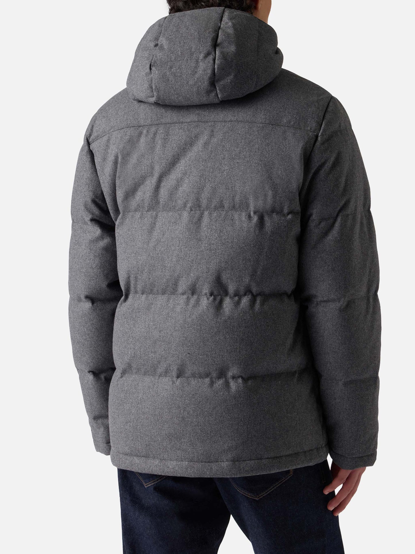 Graue Woll-Daunenjacke mit Kapuze Baxter