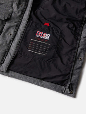 Graue Woll-Daunenjacke mit Kapuze Baxter