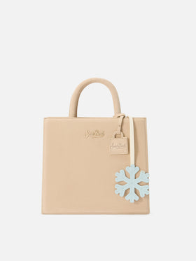 Bolso de piel blue clara charm con forma de copo de nieve 