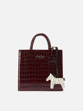 Zebra Bag Charm in white leather