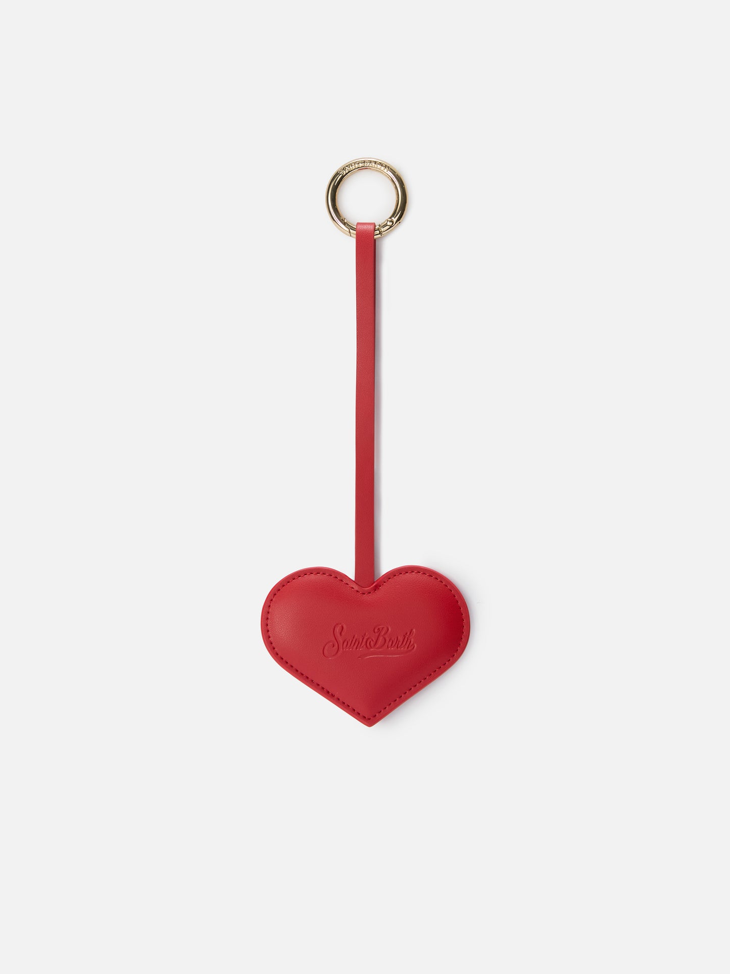 Charm para bolso de piel lisa con forma de corazón y logotipo en relieve 